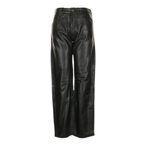 Echtes Leder Ankle Pants 31 Black Genuine Leather Slim Fit Neutral Button Fly
